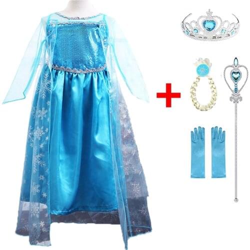 Girls Dress Clothing Snow Queen Princess Dress Fancy Elsa Dress Anna Kids Childrens Costumes Birthday Party Vestidos Rapunzel