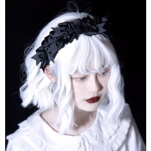Headband Gothic Handmade Black Lace Organza Hair Hoop Lolita Hair Accessories Cosplay Costumes Party Street Wear