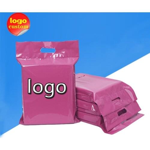 Purple poly mailer express bag Tote handbag envelope plastic shipping Self adhesive delivery packaging gift with envelope handle