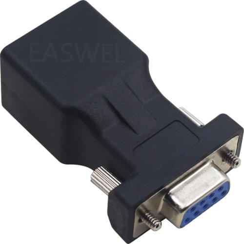 RS232 DB9 9-Pin Serial Port Female to RJ45 Female Ethernet Adapter Converter