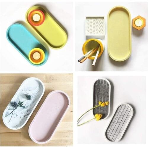 DIY Ashtray Mold Square Cup Mat Making Silicone Mould Oval Resin Casting Molds B99