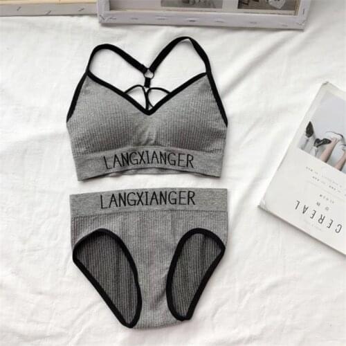 Sports beauty vest feminine large size bra set thin underwear set no steel ring sleep lingerie set