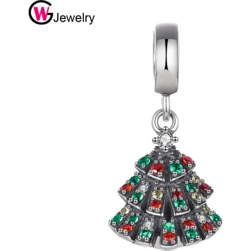 GW Trendy Charms Pendant Jewelry Accessories Christmas Tree Decor Sterling 925 Silver Pendant Crystal Pendentif Jewelry Making