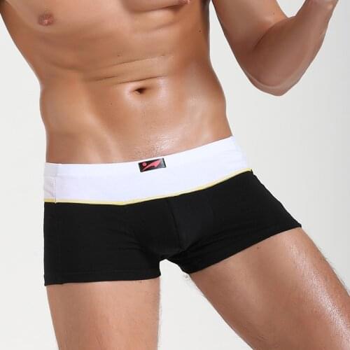 Sexy Underwear Mens Boxers Shorts Cotton U Convex Pouch Panties Male Patchwork Breathable Underpants Clothing Plus Size S-XL