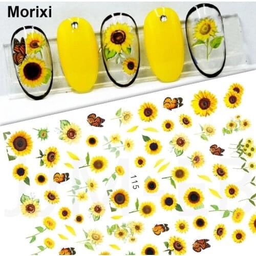 Morixi Spring nail art stickers flowers plant leaves geometric figure printing big size nail strip back glue nail decals WG057