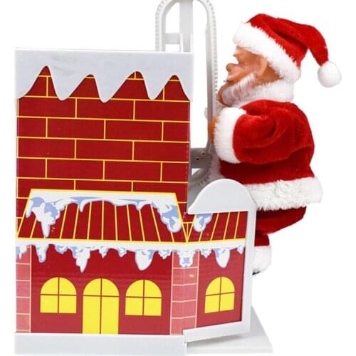 Winter Santa Claus Climbing Chimney Doll Warm Family With Music Christmas Gifts Decoration Toy for Children Kids