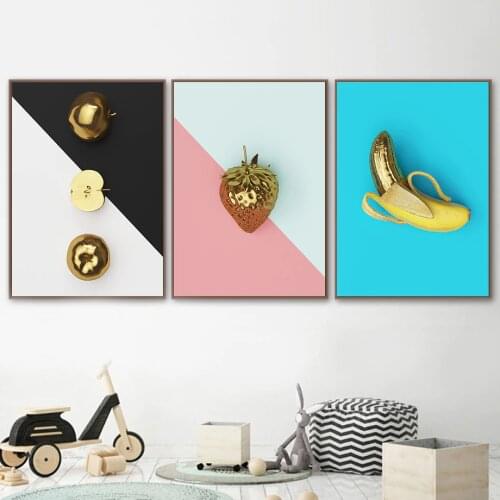 Gold Fruit Nordic Canvas Modern Fashion Creative Poster Decor Wall Art Home Decor Living Room Bedroom Nordic Home Decor Painting