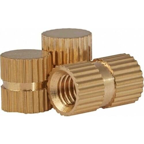 10/20/25 pcs X M3 M4 M5 M6 Solid Brass Copper Metric Thread Injection Molding Knurl Embedded Insert Nut Single Pass Blind Hole