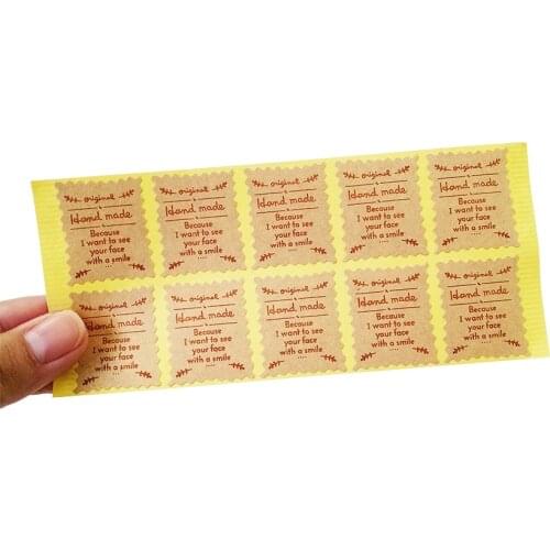 100 Pcs/lot Handmade Kraft paper Sticker Label Sticker DIY For Gift Cake Baking Sealing Sticker