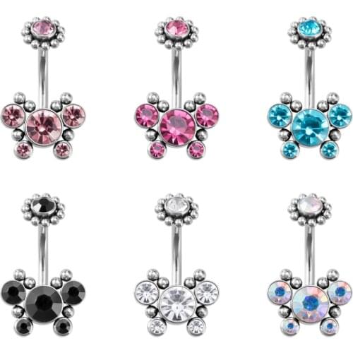 1PC Belly Button Piercing Nombril Pircing Omblig 14G Crystal Butterfly Navel Piercing Belly Bar for Women Surgical Steel Earring