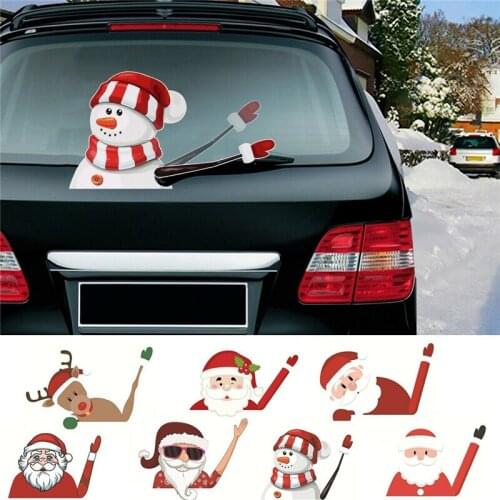 2019 New Christmas Decorations For Home DIY Car Windshield Sticker Santa Claus Cute Window Decals Universal Car Wiper Sticker