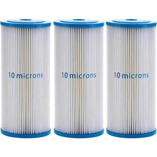 3 PACK OF 10 Microns Big Blue Pleated Water Filter Home 10"x4.5" Whole House Heavy Duty Sediment Replacement Cartridge
