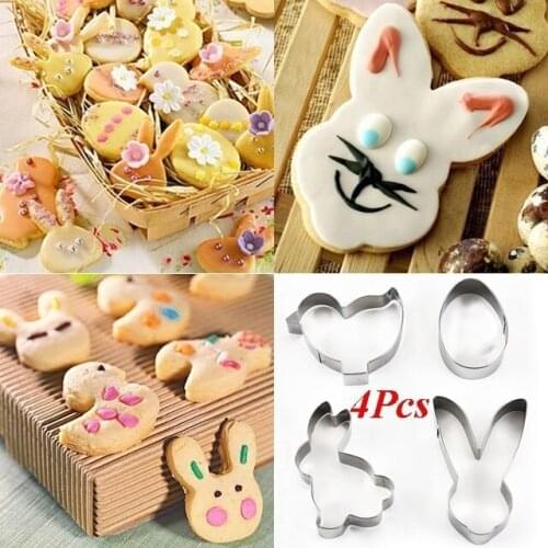 4pcs/set DIY creative bunny chicken cake baking mold home kitchen candy chocolate biscuit stainless steel cutting utensil set