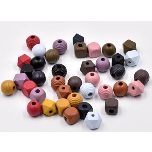 50PCS Colored Wood Beads for Jewelry Bracelets Necklace Earring Making DIY Craft Project