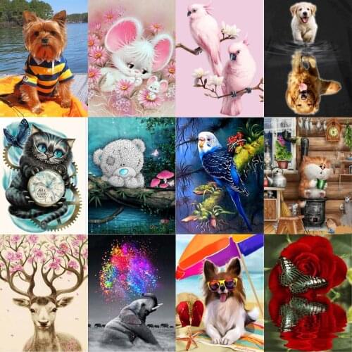 5D DIY Diamond painting circle full character Animal mosaic cross point mosaic home wall decor