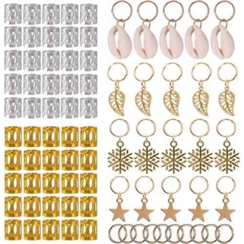 80/90/100pcs Metal African Hair Rings Beads Cuffs Tubes Charms Dreadlock Dread Hair Braids Jewelry Decoration Accessories