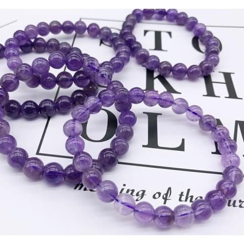 Beads Stone Bracelet Natural Violet Crystal Bracelet Women 8mm Round Charms Bracelets For Women