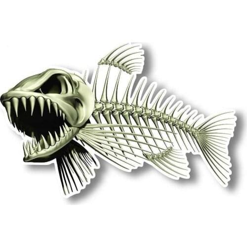 Dawasaru Scary Skeleton Fish Fishing Car Sticker Personalized Decal Laptop Motorcycle Auto Accessories Decoration PVC,13cm*8cm