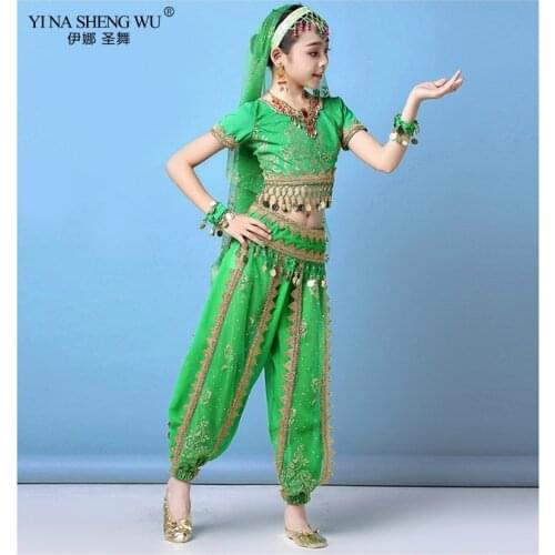 Kids India Belly Dance Clothes Belly Dance Costumes Set Oriental Dance Children Dresses Bellydance Child Kids Indian 4 Colors