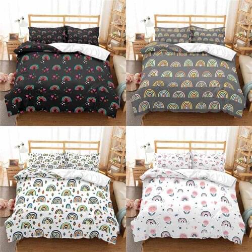 Home Textile Luxury 3D Rainbow Print 2/3Pcs Comfortable Duvet Cover Pillowcase Bedding Sets Single Queen and King EU/US/AU Size
