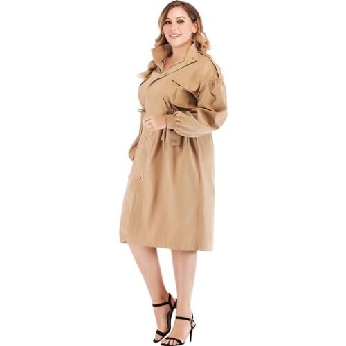 Elegant Autumn New Womens High-Necked Mid-Length Slim Oversized Womens Warm Windbreaker Casual Street Korean Jacket Women 4XL