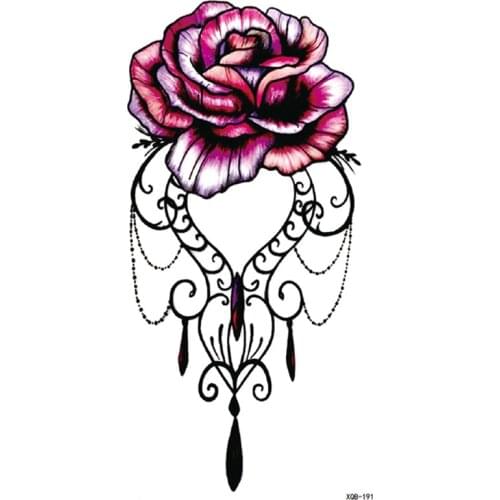 Fake Tattoo Sticker for Woman Girl Sexy Crystal Rose Temporary Tattoos Large Size Arm Waterproof Tatoo Body Transfer Tatto