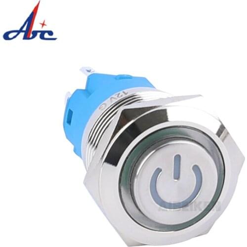 Momentary 1NO1NC IP65 Waterproof Anti-vandal ON OFF SPDT 12V Blue Led Power Illuminated 16mm Switch Pushbutton