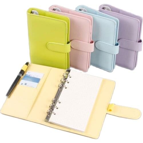 Macaroon Color A6/A5 PU Leather DIY Binder Notebook Cover Diary Agenda Planner Bullet Cover School Stationery
