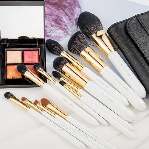 12 pcs White Makeup Brushes Set ENZO KEN Synthetic Blush Brush Powder Women Makeup Brushes Set Professional