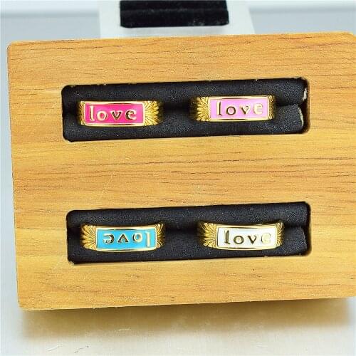 LOVE Ring Square Enamel Ring Enamel Charm Opening Adjustable Jewelry Couple Jewelry Ladies Men Engagement Wedding Ring Jewelry