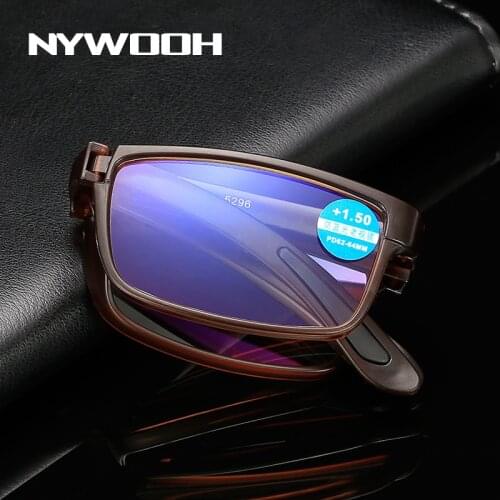 NYWOOH Anti Blue rays Reading Glasses Women Men TR90 Portable Folding Presbyopia Eyeglasses +1.0 1.5 2.0 2.5 3.0 3.5 4.0