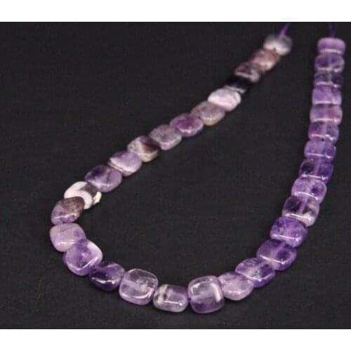15.5"strand Natural Amethysts Flat Square Slab Loose Beads,Purple Crystal Quartz Slice Pendant Necklace Bracelet Jewelry Making