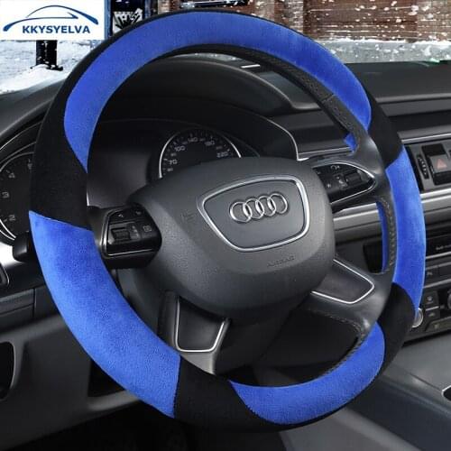 KKYSYELVA Plush Winter Car steering wheel cover Interior Accessories Auto steering wheels Steering-wheel Covers Car Styling