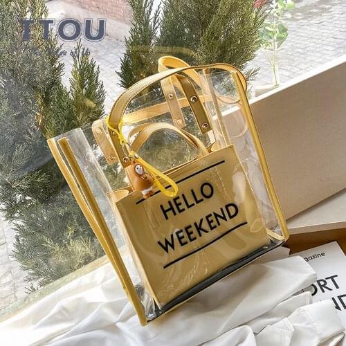 Casual Large Capacity Women Totes Handbags 2021 New Popular Jelly Transparent Bag Fashion High Quality Pvc Clear Shoulder Bags