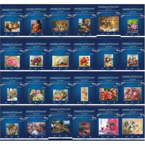 The different flowers style cross stitch kit bunny aida 14ct count printed canvas stitches embroidery DIY handmade needlework 3