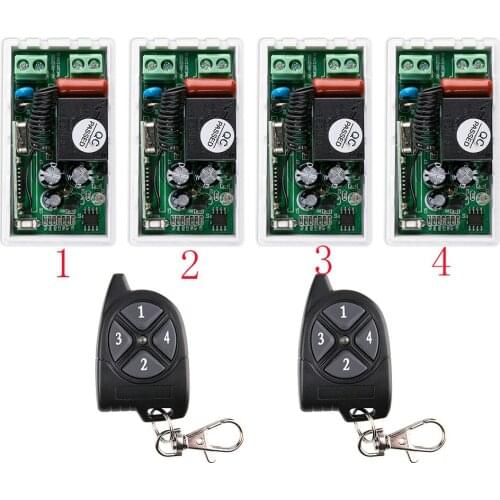 AC220V 1CH 10A RF Wireless Remote Control Switch System 433 MHZ 2 transmitter & 4 receiver relay Receiver Smart Home Switch