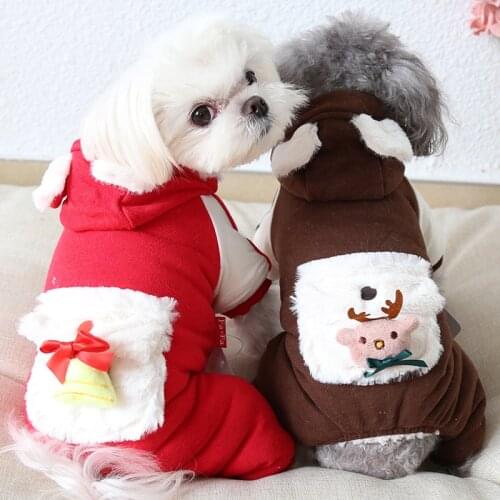 Christmas Elk Pet Dog Clothes Winter Warm Dog Bathrobe Jumpsuits Dog Pajamas Thick Coats Clothing For Dogs Cat Yorkie Teddy