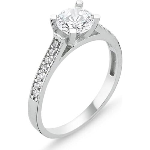 Silver 925 Sterling Zircon Engagement Ring