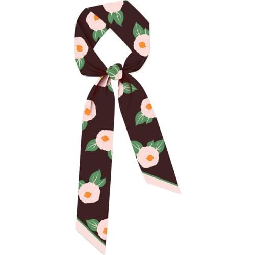 Fresh Rose Design Hair Scarf Women Headband Brand Silk Scarf Fashion Bag Scarves Wrist Towel Foulard Neckerchief 2021