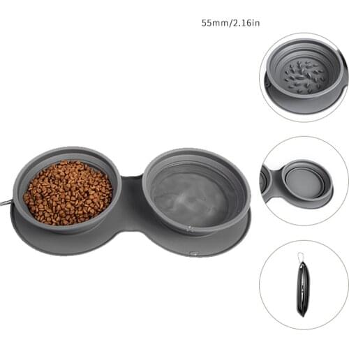 Silicone Foldable Pet Bowl Anti-Choke Slow Eating Dog Bowl Slow Down Eating Speed Anti-slip Flip Design Anti-spill Silicone Pad