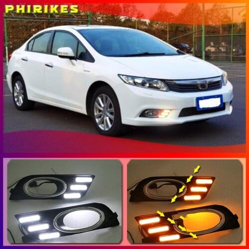 Car Special LED DRL Daytime Running Light Accessories with Fog Lamp Cover For Honda Civic 9th 2011 2012 2013 Relay 12V