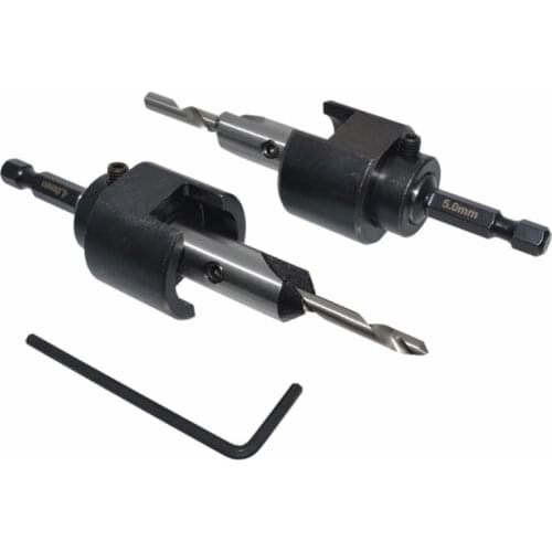 Woodworking Countersink Drill Bits Depth Stop Adjustable Collar Hex Shank Wrench