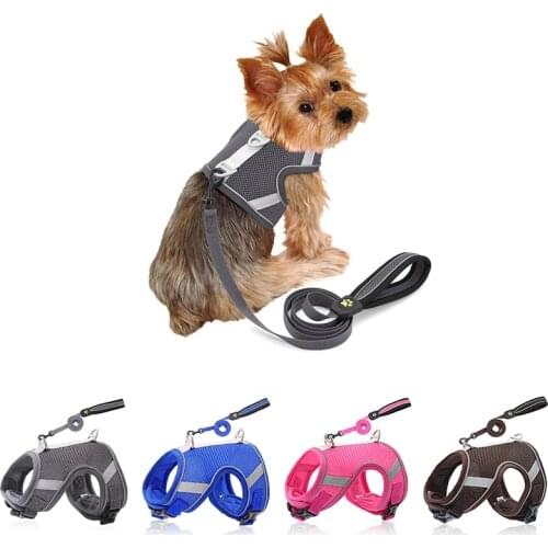 Reflective Pet Dog Cat Harness Vest Nylon Adjustable Cat Harness Leash Set For Small Medium Dogs Cats Chihuahua Yorkshire XS-L