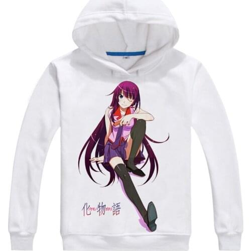Bakemonogatari Hoodie Anime Senjougahara Hitagi Cosplay white hoodies Cute Sweatshirts Japanese Cartoon Fans