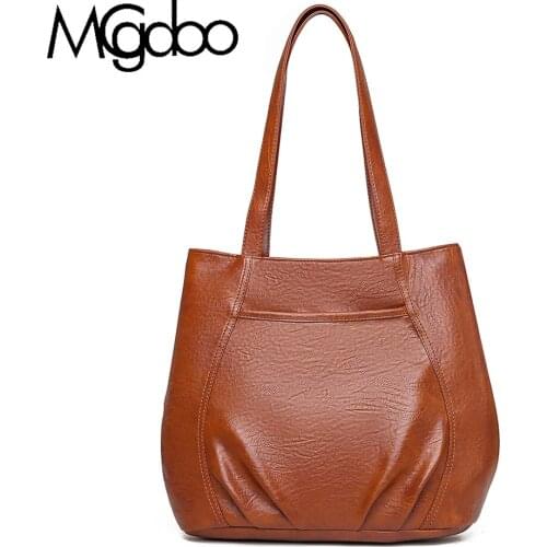 Mgcdoo Vintage Women Hobo Bags Large Capacity Pu Leather Tote Handbags Pleat Elegent Female Shoulder Bag