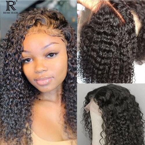 REMI Hair Short Bob Curly 180 Density 4X4 13X4 Lace Wigs Brazilian Human Hair Wigs Pre Plucked with Baby Hair For Black Women