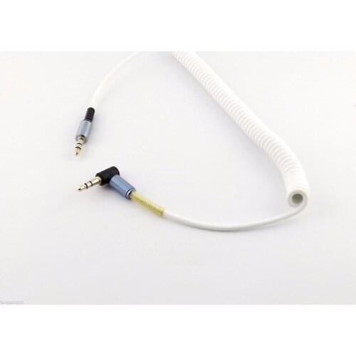 10pcs 3.5mm 1/8" Male Stereo TRS Right Angle to Male Aux Audio Coiled Cable 5Ft Red/White