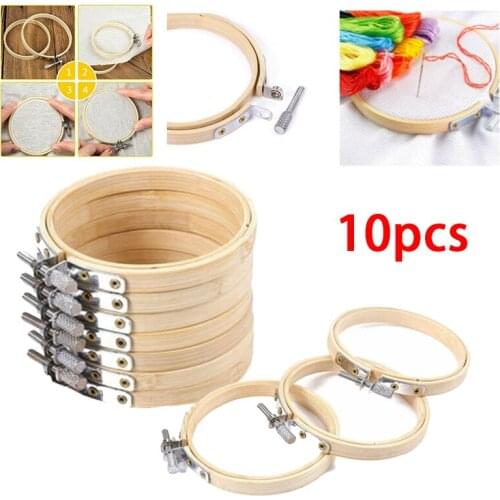 10pcs DIY Cross Stitch Bamboo Frame Embroidery Circle Bamboo Hoop Cross Hoop Ring Support Round Needlecraft Sewing Tools