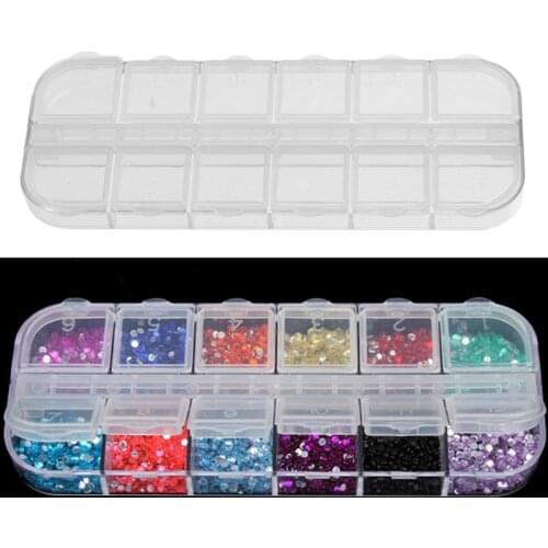 12 Detachable Transparent Plastic Divided Storage Box Home Nail Art Empty Divided Boxes Rhinestone Storage Case