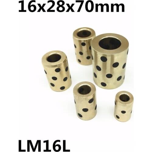 16x28x70 mm linear graphite copper set bearing copper bushing oil self-lubricating bearing JDB for shaft 16mm LM16LUU LM16L